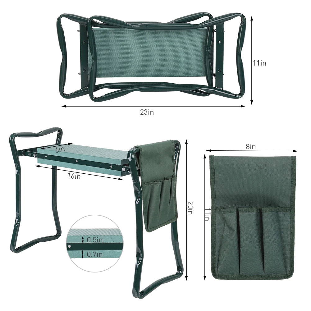 Heavy Duty Garden Kneeler Stool With Padded Seat Folding