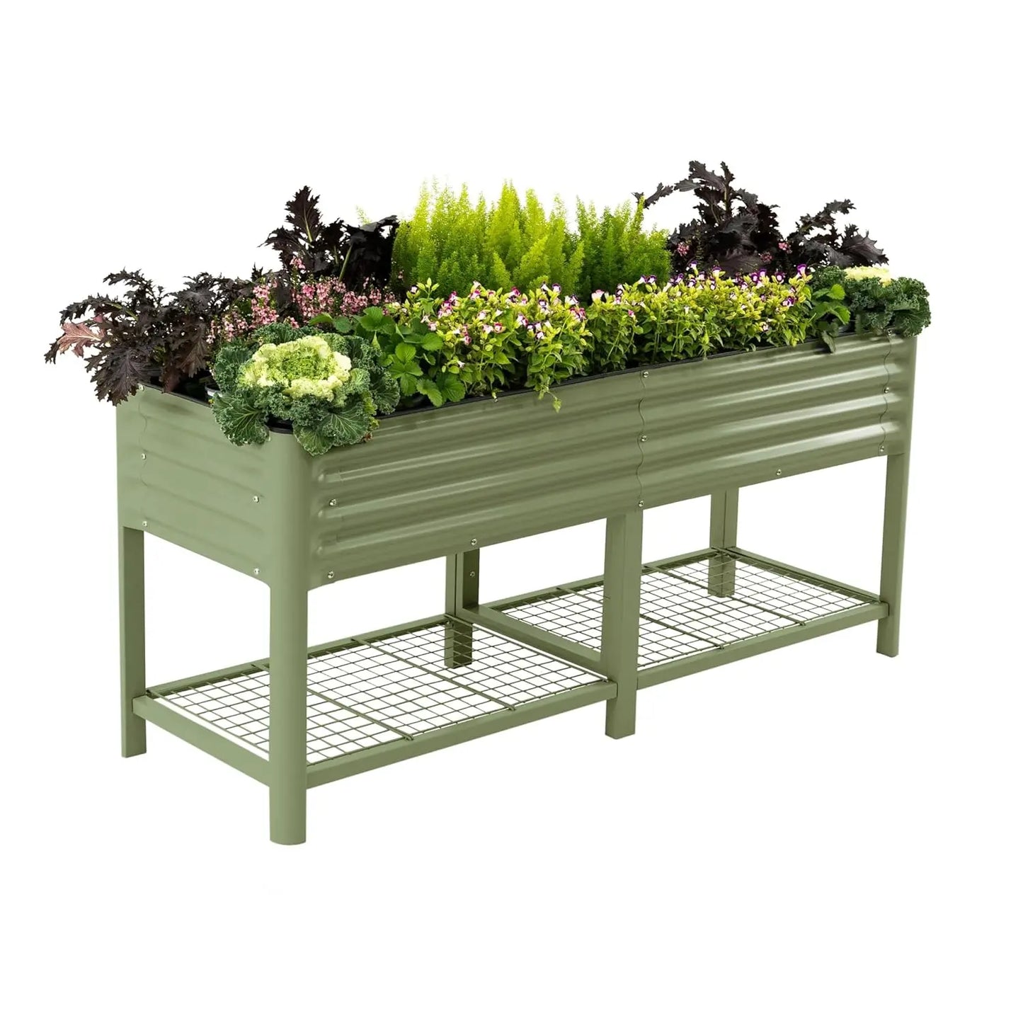 Raised Garden Bed With Legs And Storage Rack For Patio