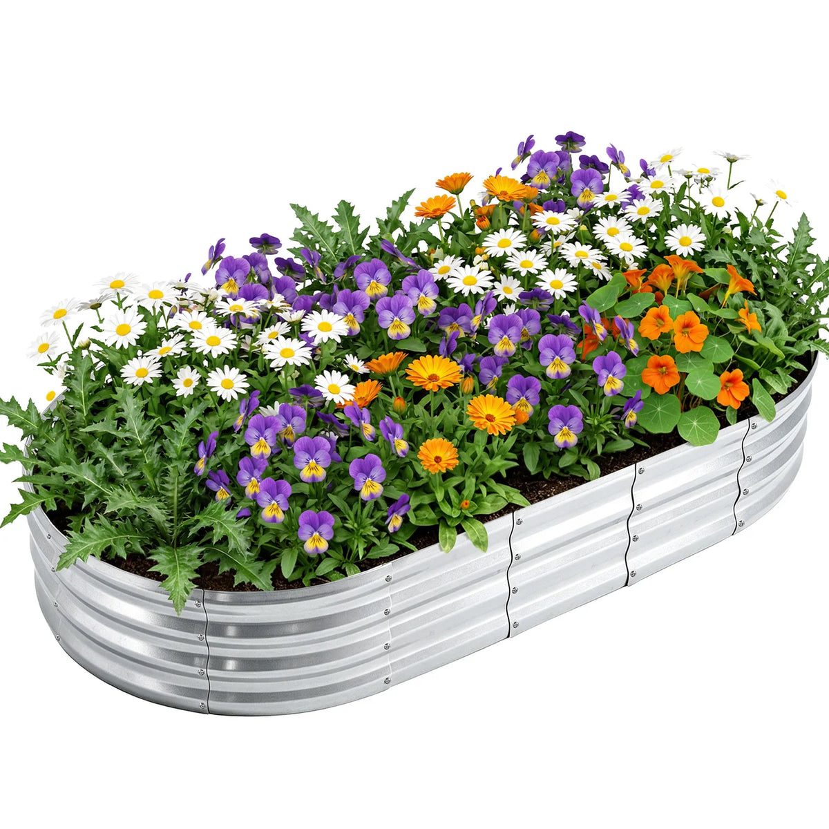 Galvanized Raised Garden Bed Outdoor, Large Raised Bed for Gardening, 6×3×1ft Metal Planter Box for Vegetables, Fruits, Flowers, Easy Assembly with Wing Nuts & Safe Rolled Design Silver/Light Green