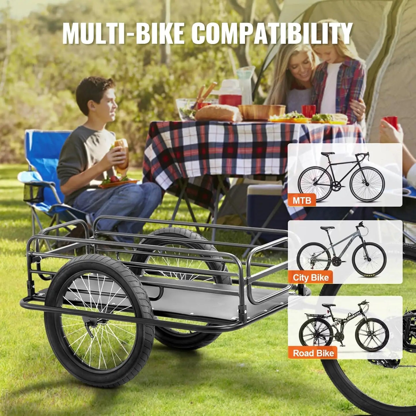 VEVOR Bike Cargo Trailer With Universal Hitch And Foldable 70 To 275 Lb Capacity