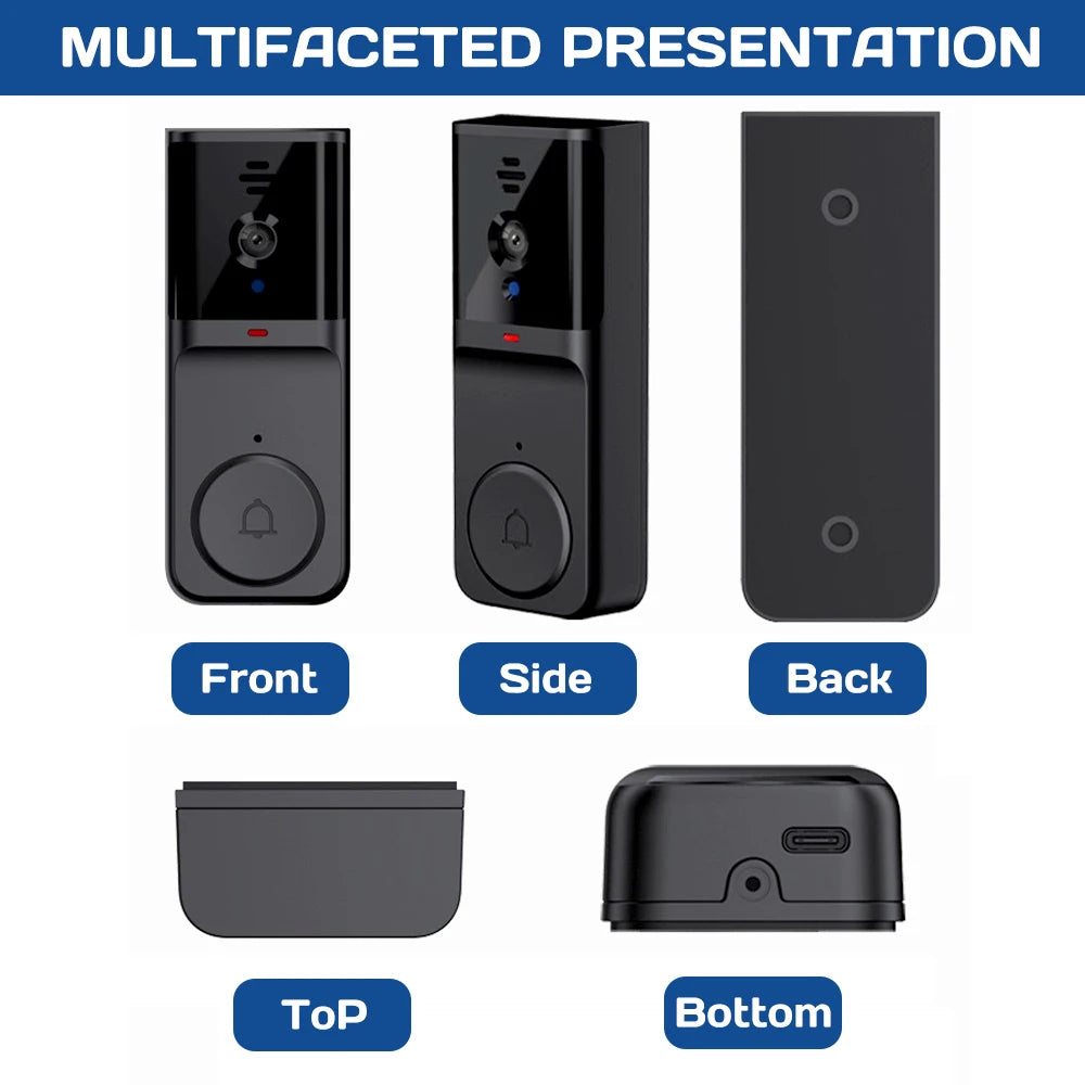 4.3" HD IPS Screen Wireless Visual Intercom Doorbell, 2.4G Smart Video Doorbell Camera 2-Way Talk Audio, Clear Night Vision Low Consumption Long Standby No WiFi Needed Household Home Security Monitoring System