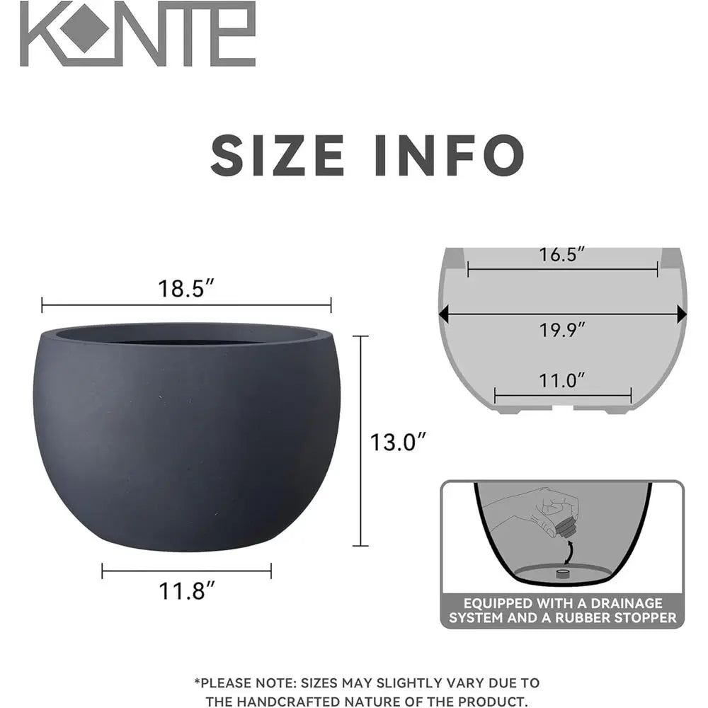 Concrete Planter Pot With Drainage For Garden And Patio