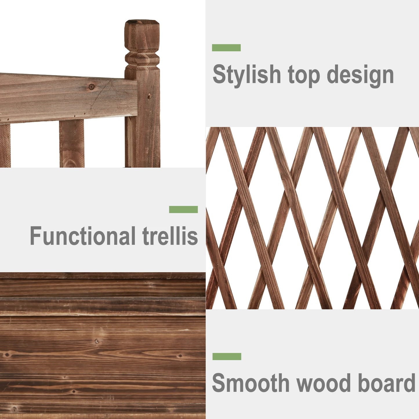 Raised Wooden Garden Bed With Trellis For Vegetable Plants