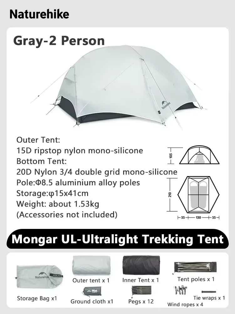 Naturehike Mongar UL 2 Person 3 Season Ultralight Backpacking Tent