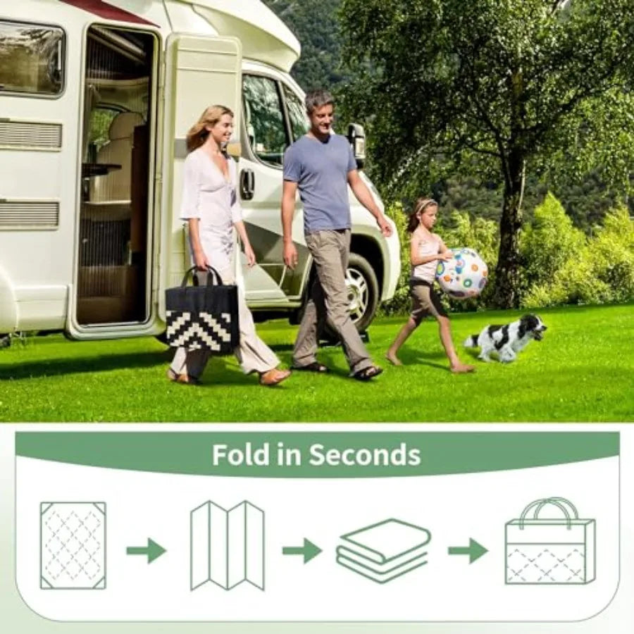 Waterproof Outdoor Rug For Patio And RV Reversible Straw Pattern