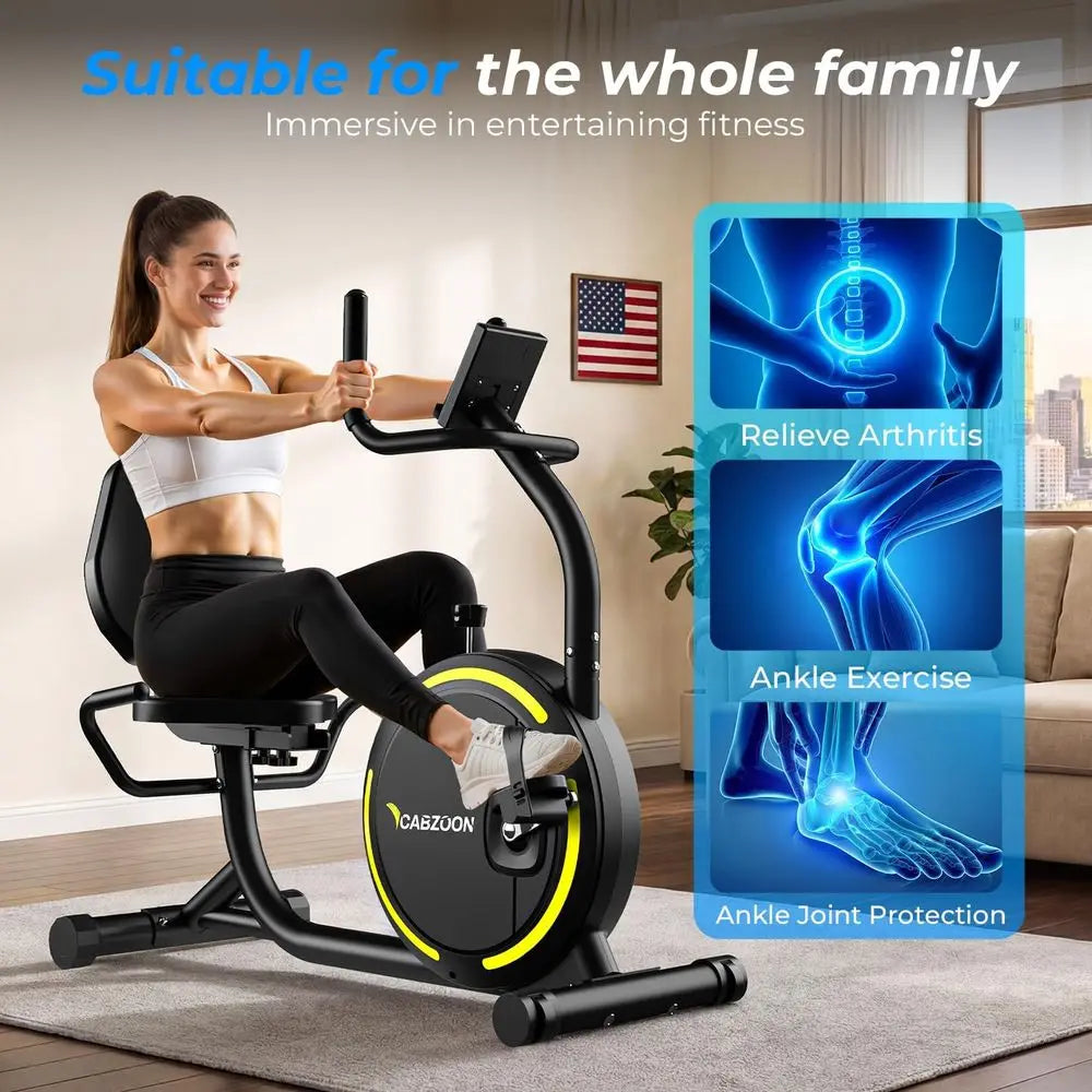 Recumbent Exercise Bike or Home Heavy-Duty Stationary Bike or Seniycle Exercise hine ycle LCD Monitor,265LBS,8 Level ResiBlack