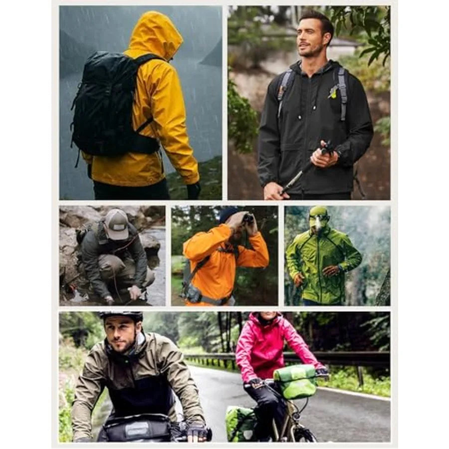 Packable Hooded Rain Jacket Waterproof for Outdoor Travel and Hiking