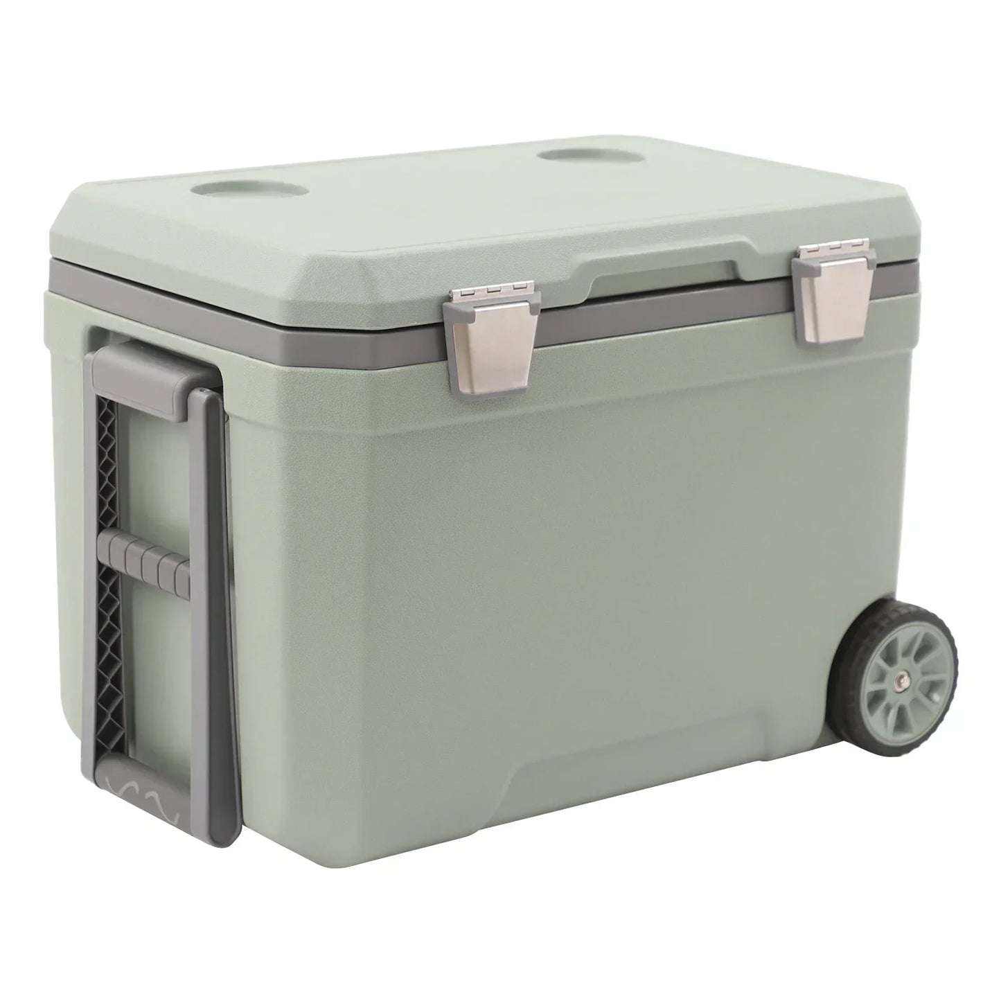 Insulated Wheeled Cooler With Handle For Camping And Boating