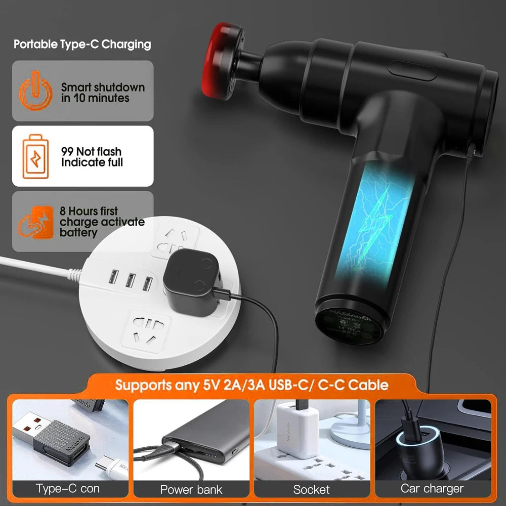 LINGTENG Heating Massage Gun Deep Tissue Muscle Percussion Massager