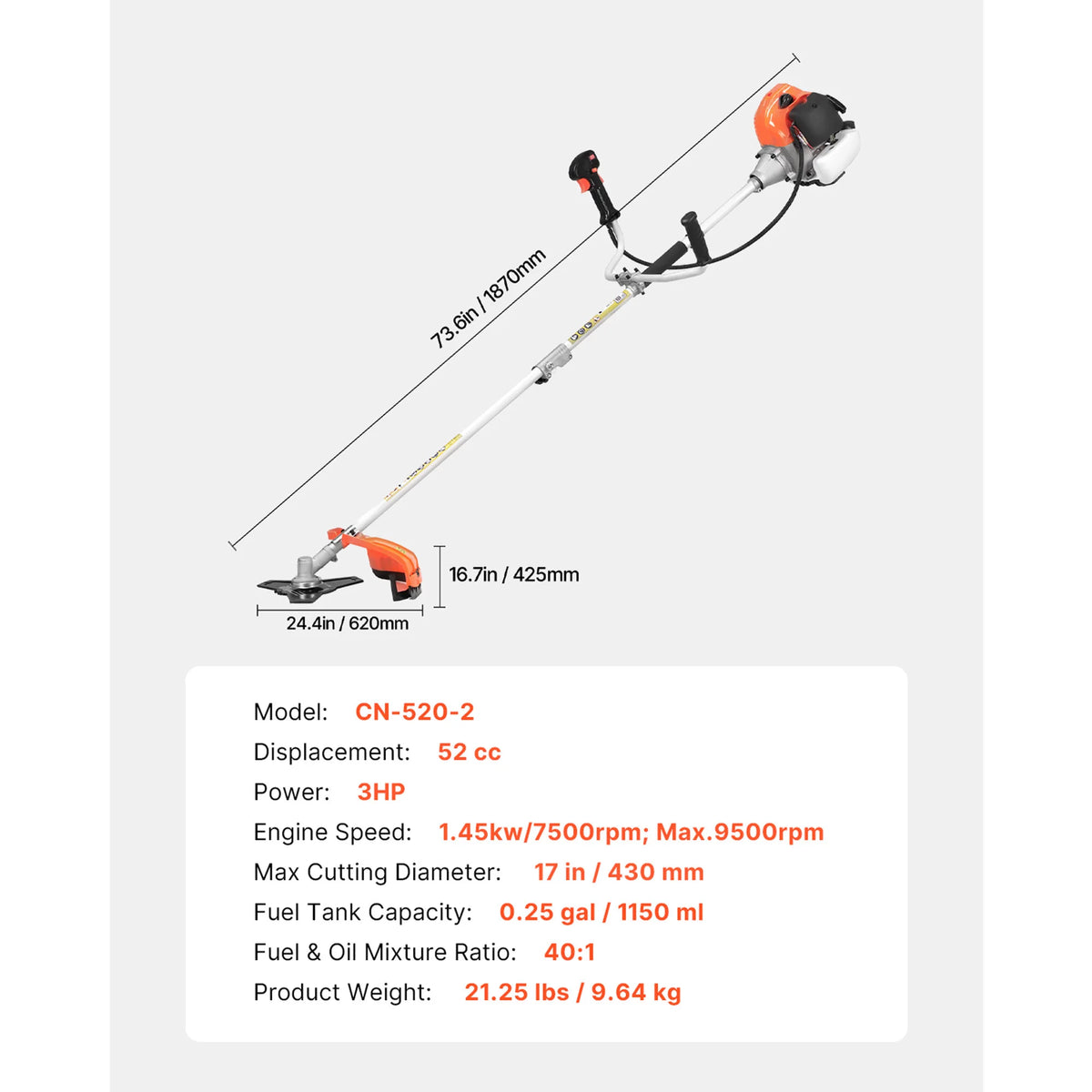 SucceBuy Cordless String Trimmer 26/43/52 cc 2-Stroke Gas Powered Lawn Edger with Shoulder Strap 3T Blade for Grass Cleaning