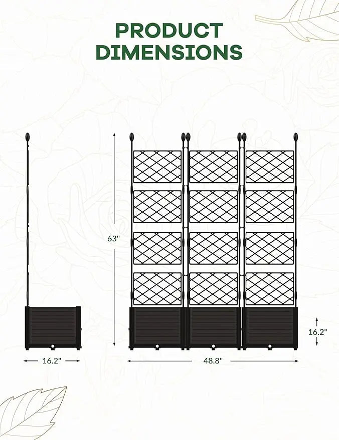 3/7 Panels Raised Garden Bed Outdoor Planter Box with Trellis , Vertical Planter Box For Tomato Planter Cage with Trellis for Climbing Plants Vegetable Flowers