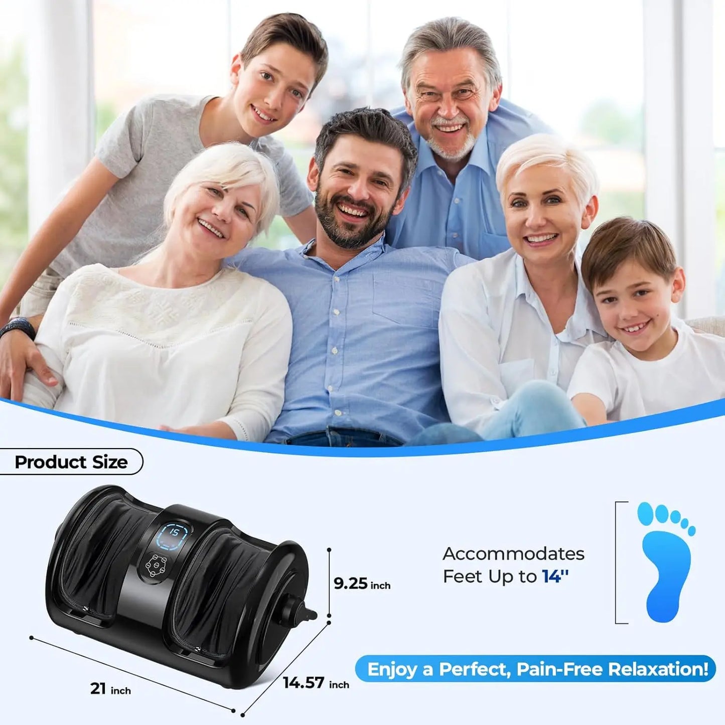 HTM Electric Foot Calf Massager Shiatsu Three Levels