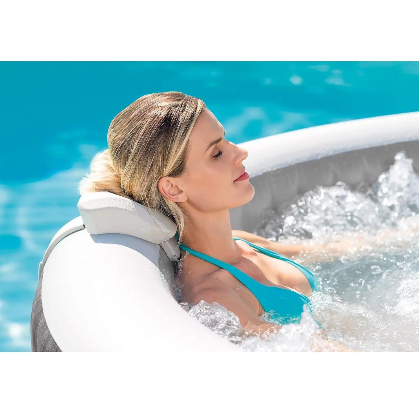 Deluxe 4 Person Outdoor Portable Inflatable Hot Tub Spa With Led Light