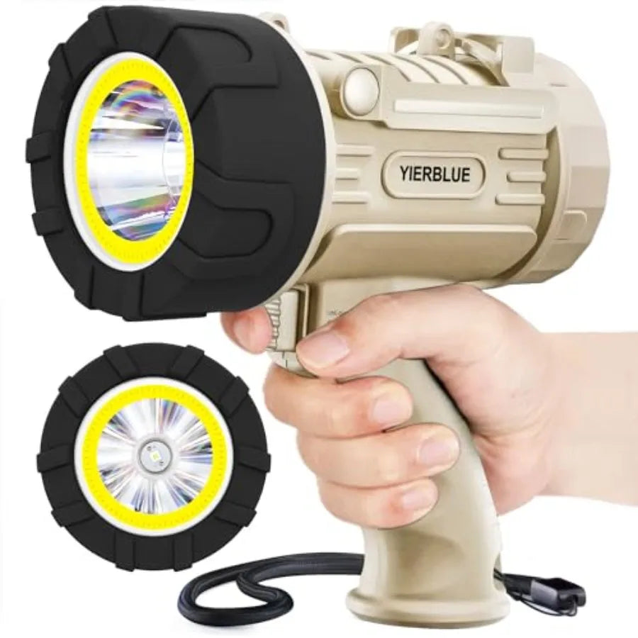 Rechargeable Spotlight Flashlight with 2000000 High Lumen LED, IP67 Waterproof Long Running Spot Light searchlight, Impact Resi