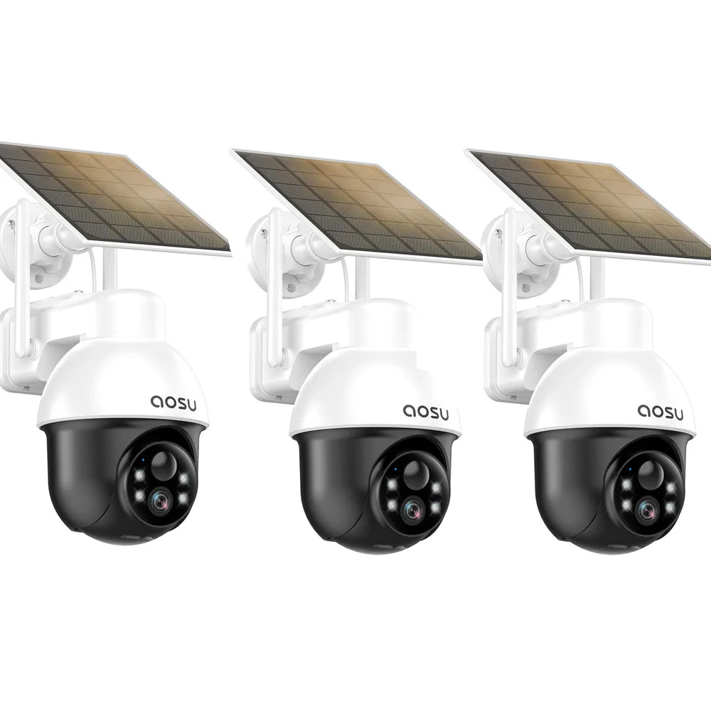 AOSU 3MP PTZ Solar Security Camera Built In Battery AI Motion Detection