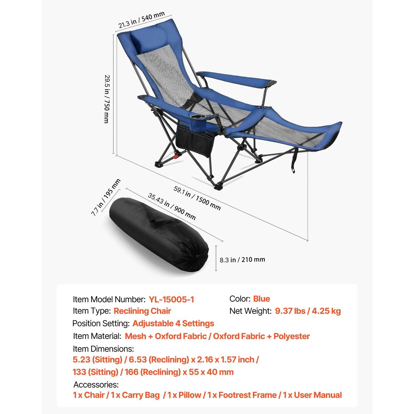 SucceBuy Folding Camping Chair, Outdoor High Back Chair Full Padded Beach Chairs with Armrest & Headrest Portable Lawn Chairs