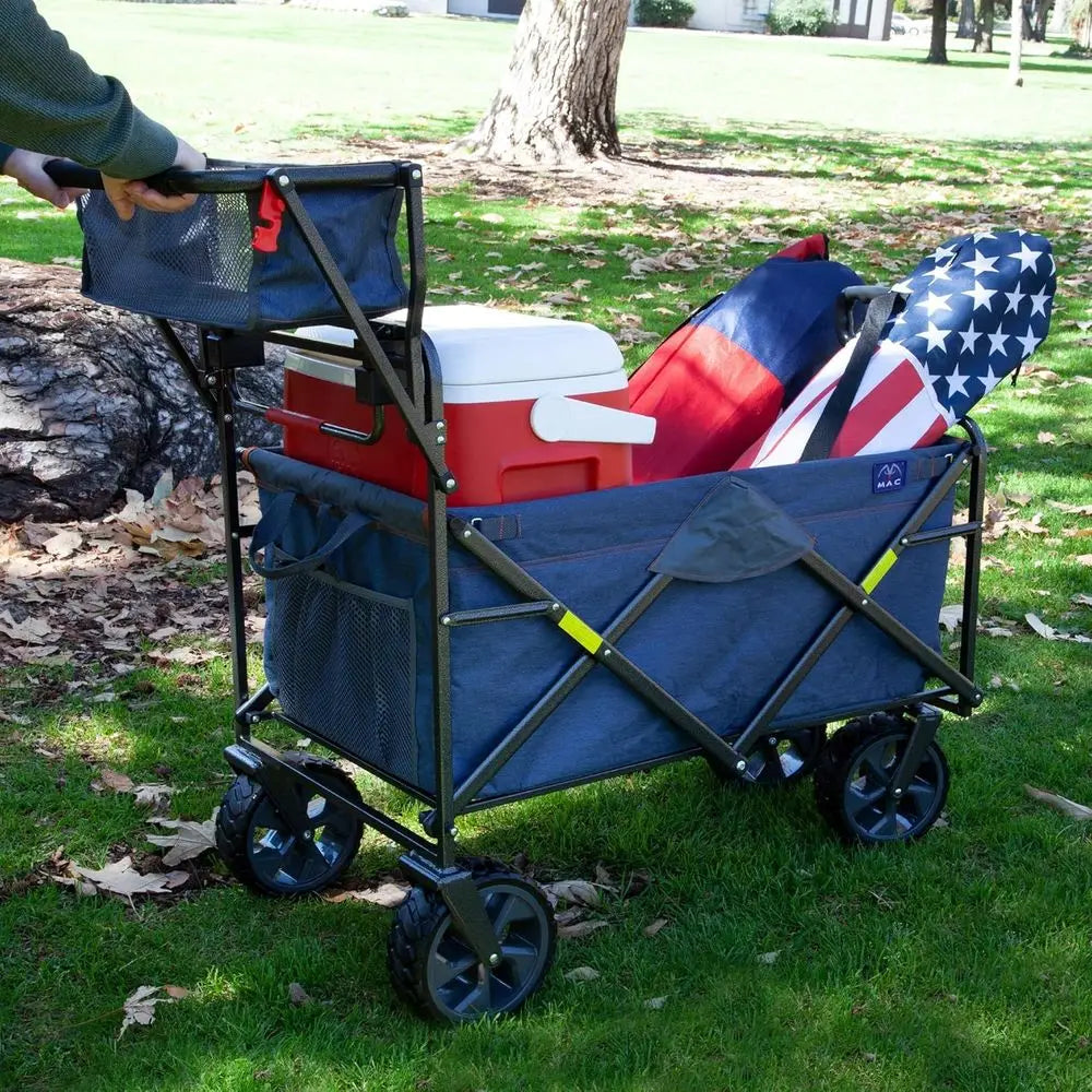 Push Pull Utility Wagon Portable Lightweight With Extra Large Wheels