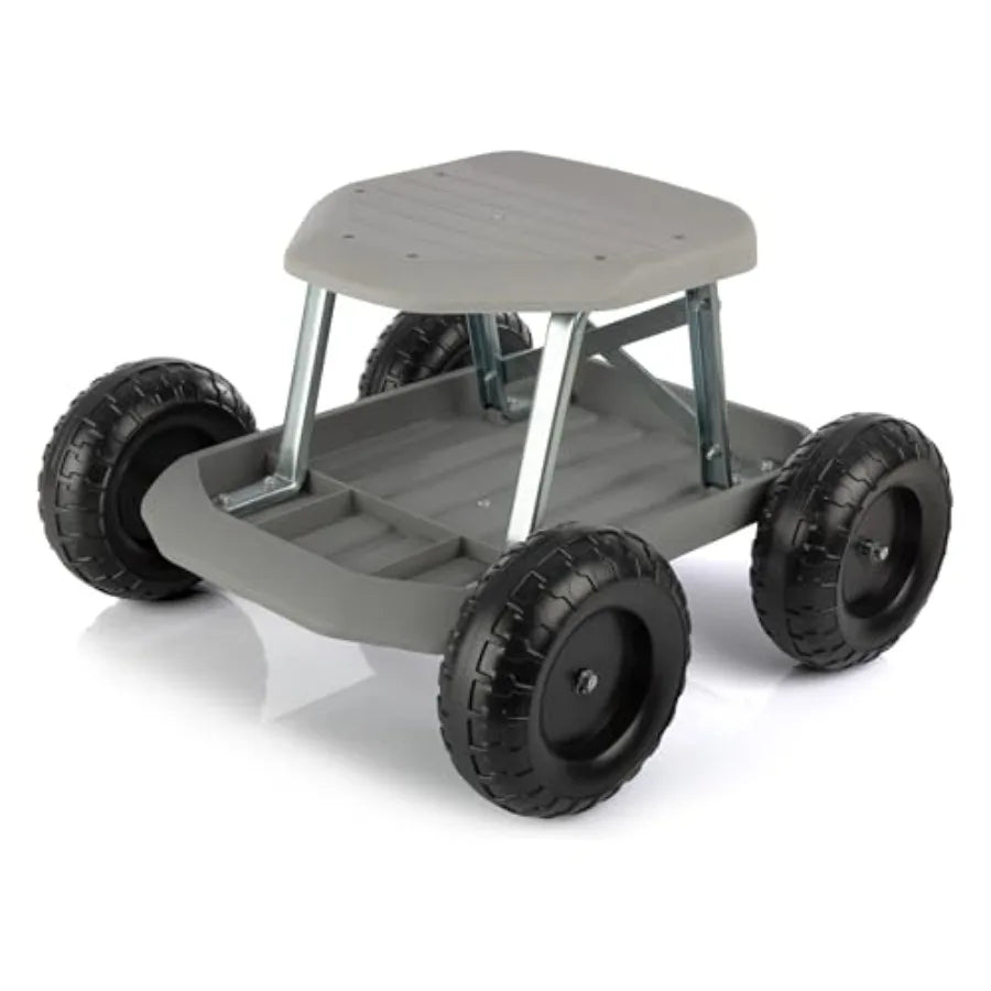 Gardening Stool Rolling Garden Seat With Wheels And Tool Tray