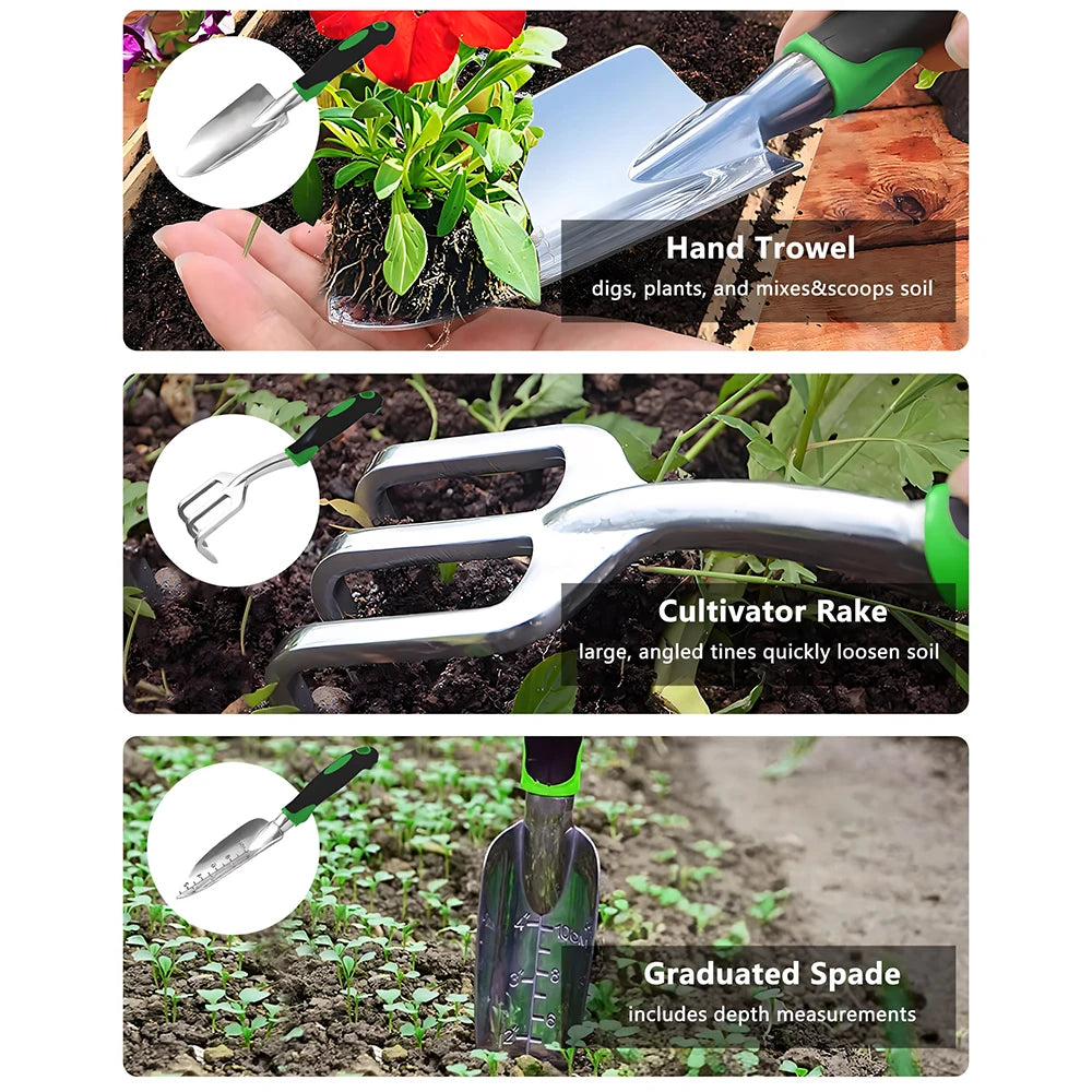 11Pc Outdoor Garden Tool Set With Ergonomic Grip Pruning Tools