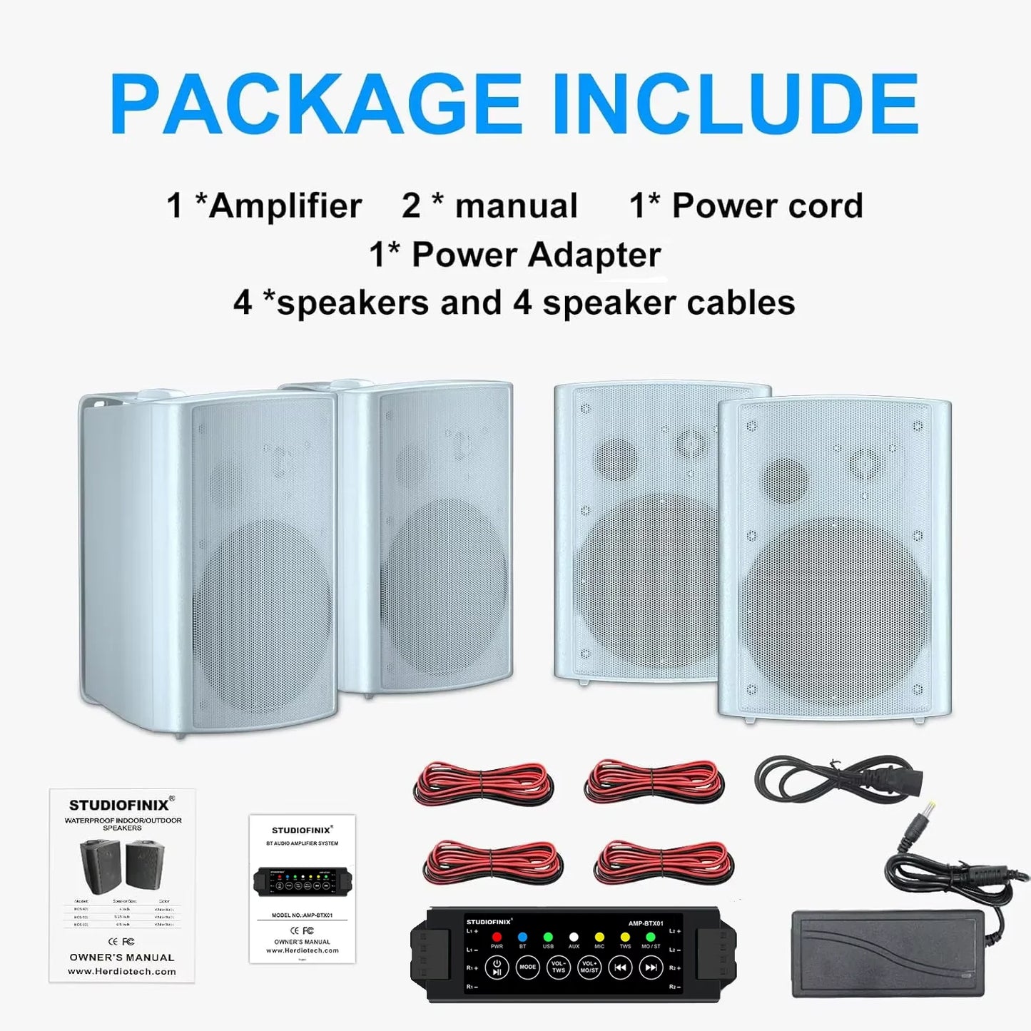 STUDIOFINIX Outdoor Bluetooth Speaker 800W Waterproof Wall Mount Loudspeaker