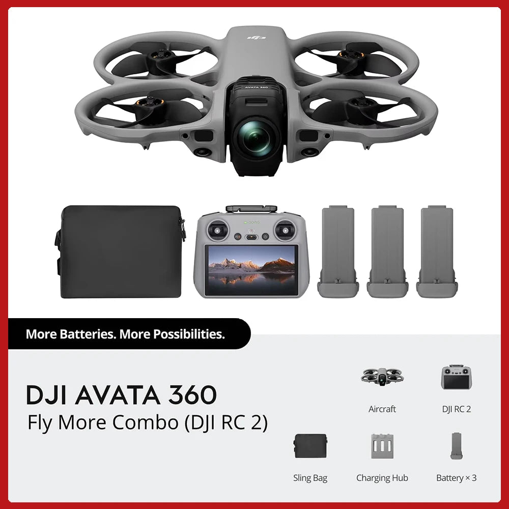 DJI Avata 360 Drone Dual Modes 360° & Single Lens Drone With 1-Inch 8K 360° Imaging for FPV & Aerial Filming 360° Camera Drone With Propeller Guard Elevate 360° View O4+ FHD Video Transmission
