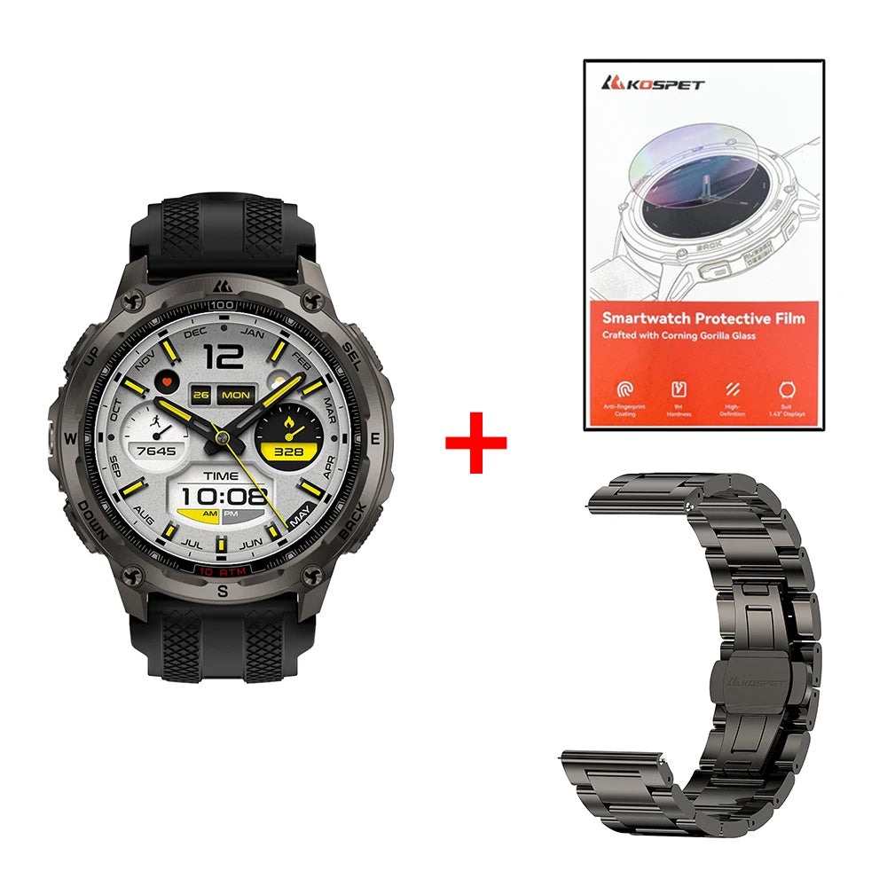 KOSPET Tank T4 Smartwatch for Men GPS Maps 10ATM Waterproof