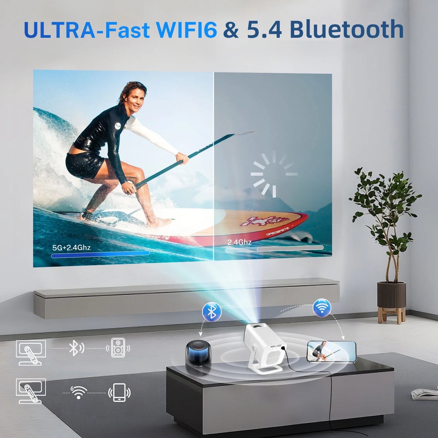 LynCast Smart Mini Projector 1080P 4K WiFi Bluetooth