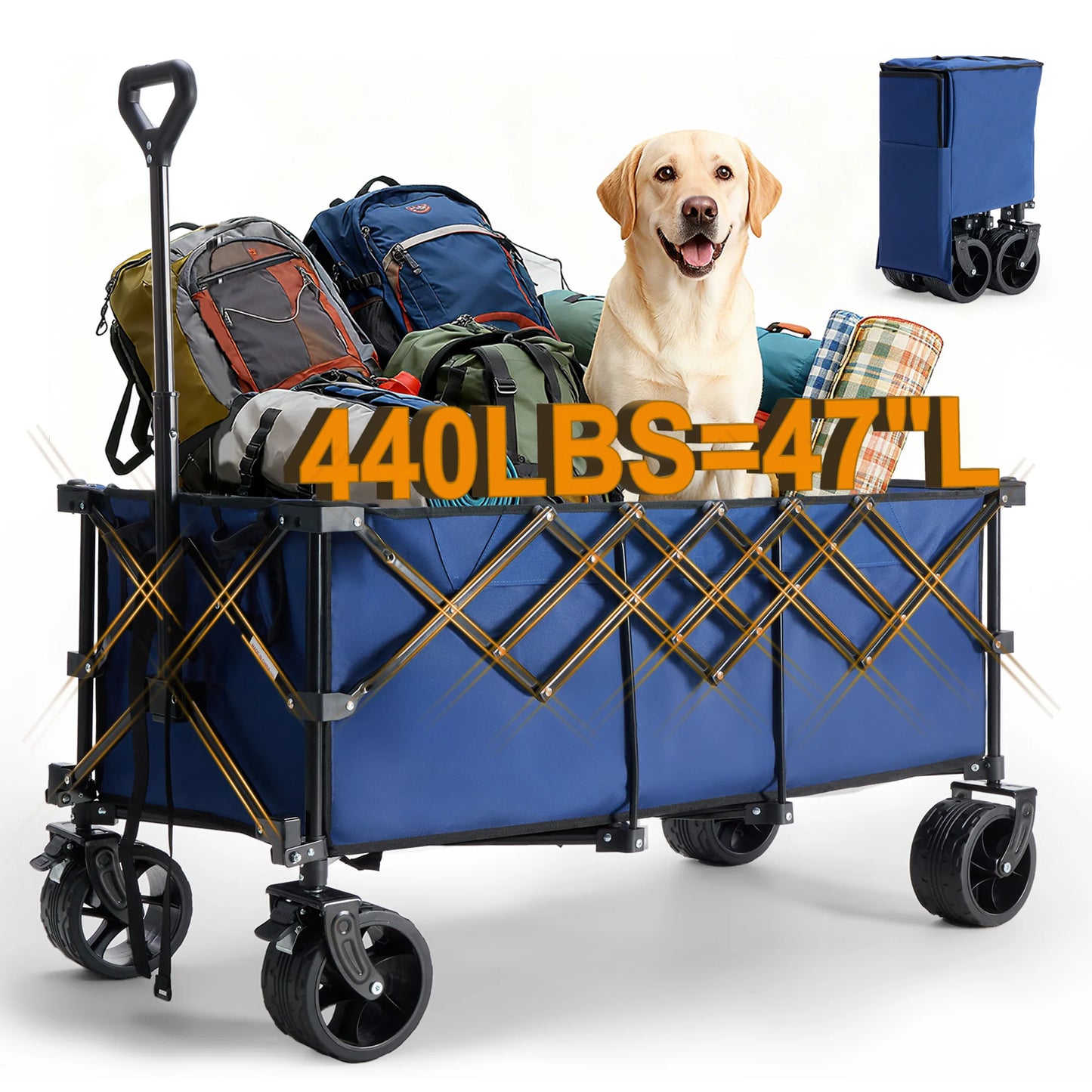 JHK Large Capacity Outdoor Foldable Cart Wagon For Shopping