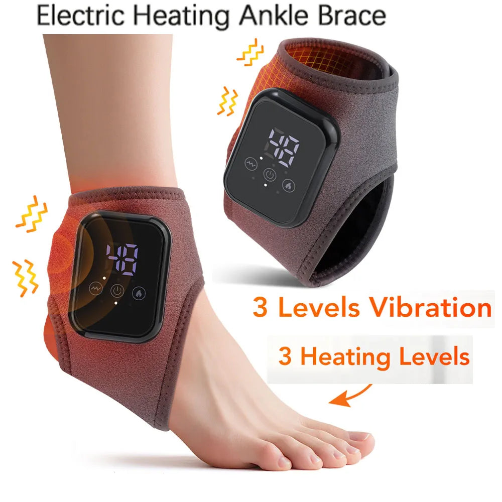 Hailicare Rechargeable Electric Heating Ankle Brace Massager With Hot Compress