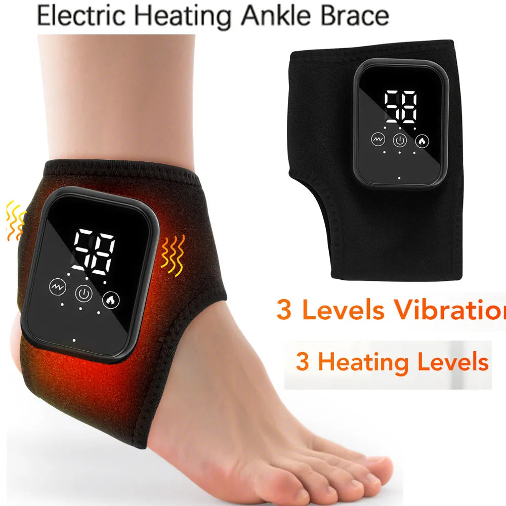 US UK Stock Rechargeable Electric Heating Ankle Brace Massager Hot Compress And Vibration Massage for Foot Muscle Relaxation