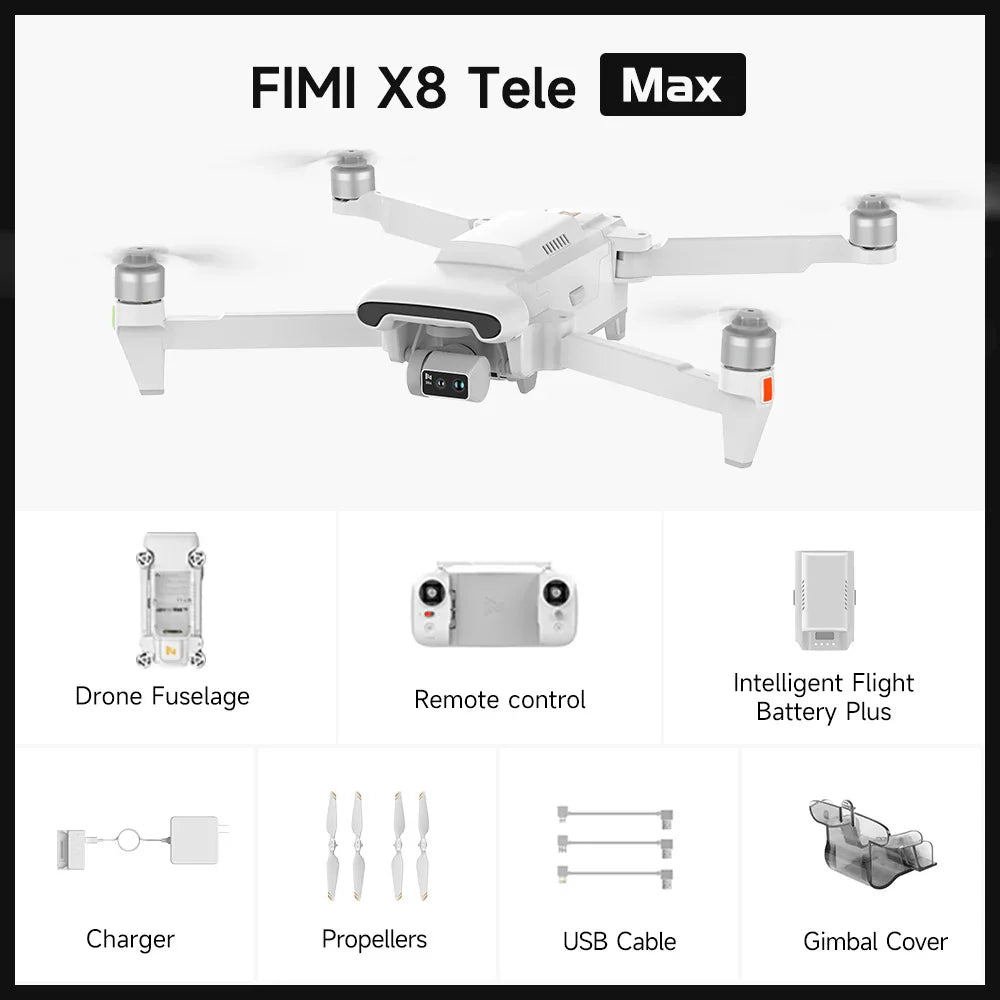 FIMI X8 Tele Max 4K Drone GPS 60FPS Three-Axis Gimbal