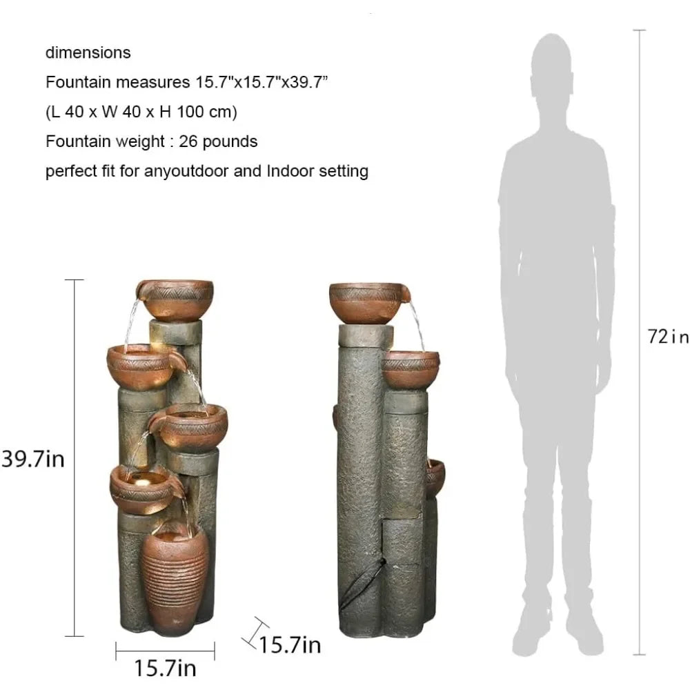 Five Tier Outdoor Garden Water Fountain Decor Resin Fountain