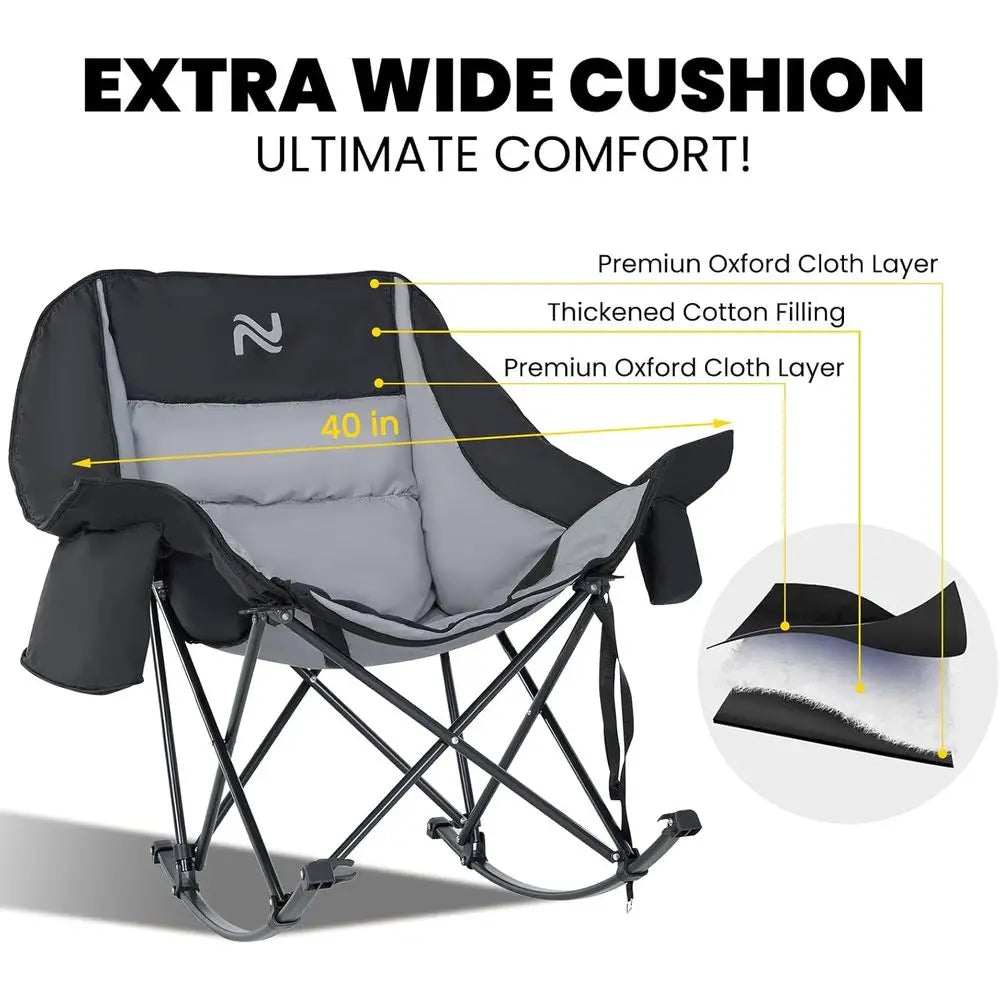 XMSJ Portable Rocking Chair With Cooler Bag For Outdoor Use