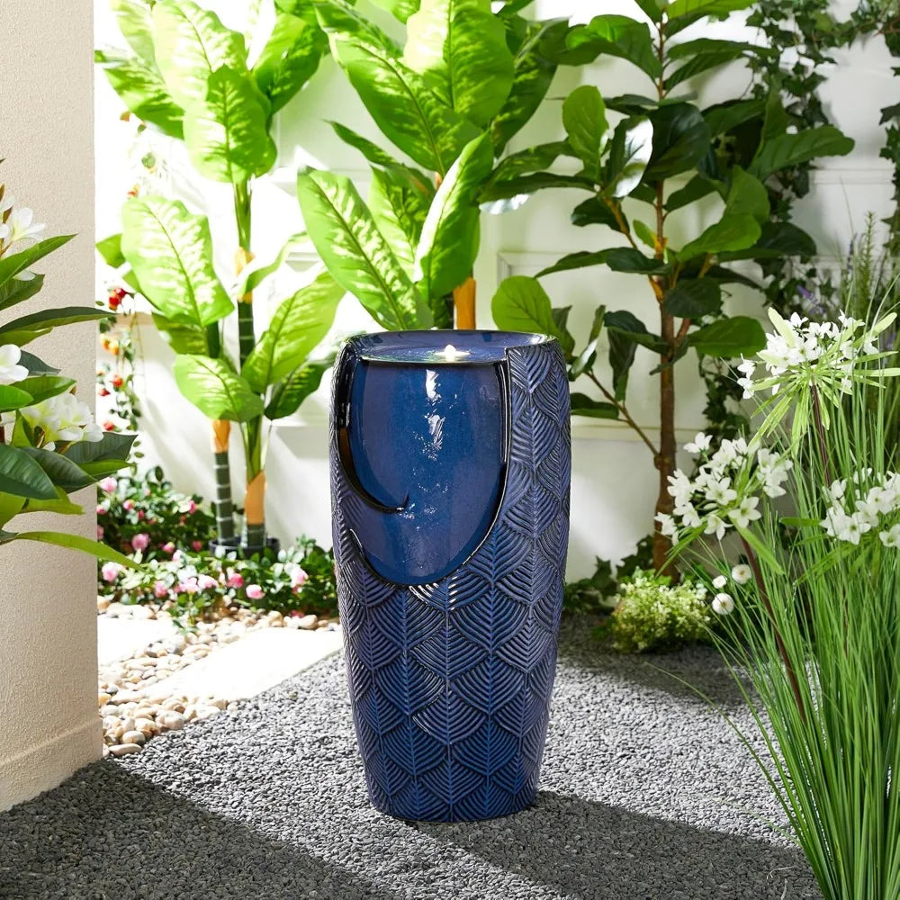 Ceramic Vase Outdoor Water Fountain for Patio Garden