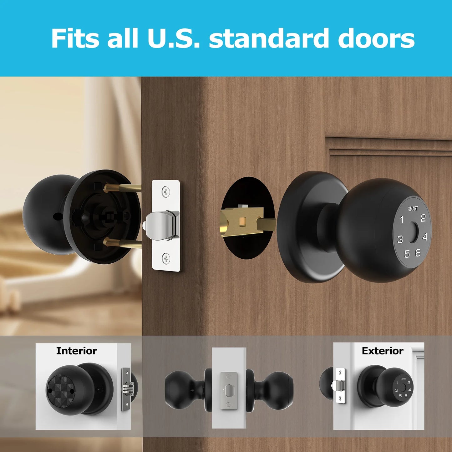 Viladepot Smart Lock Fingerprint Door Lock App Control Passcode Unlock Electronic Touchscreen Keypad Indoor