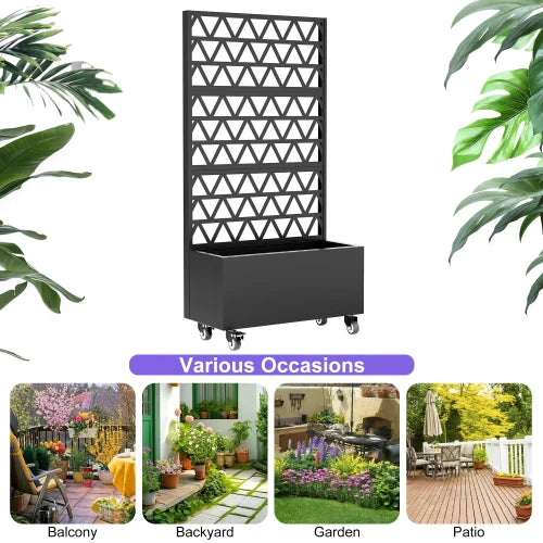 Metal Planter Box With Trellis Raised Garden Bed Galvanised Steel Outdoor