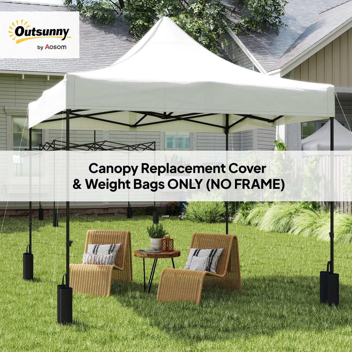 10' x 10' Pop up Canopy Replacement Top with Weight Bags, White