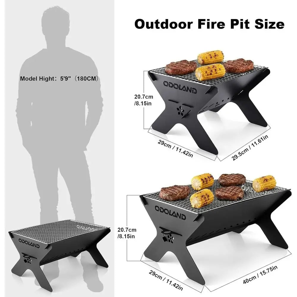 Camping Campfire Grill, Portable Folding Charcoal Grills, Backpacking BBQ Grill, Heavy Duty Dirt Grill with Carry Bag, Outdoor C