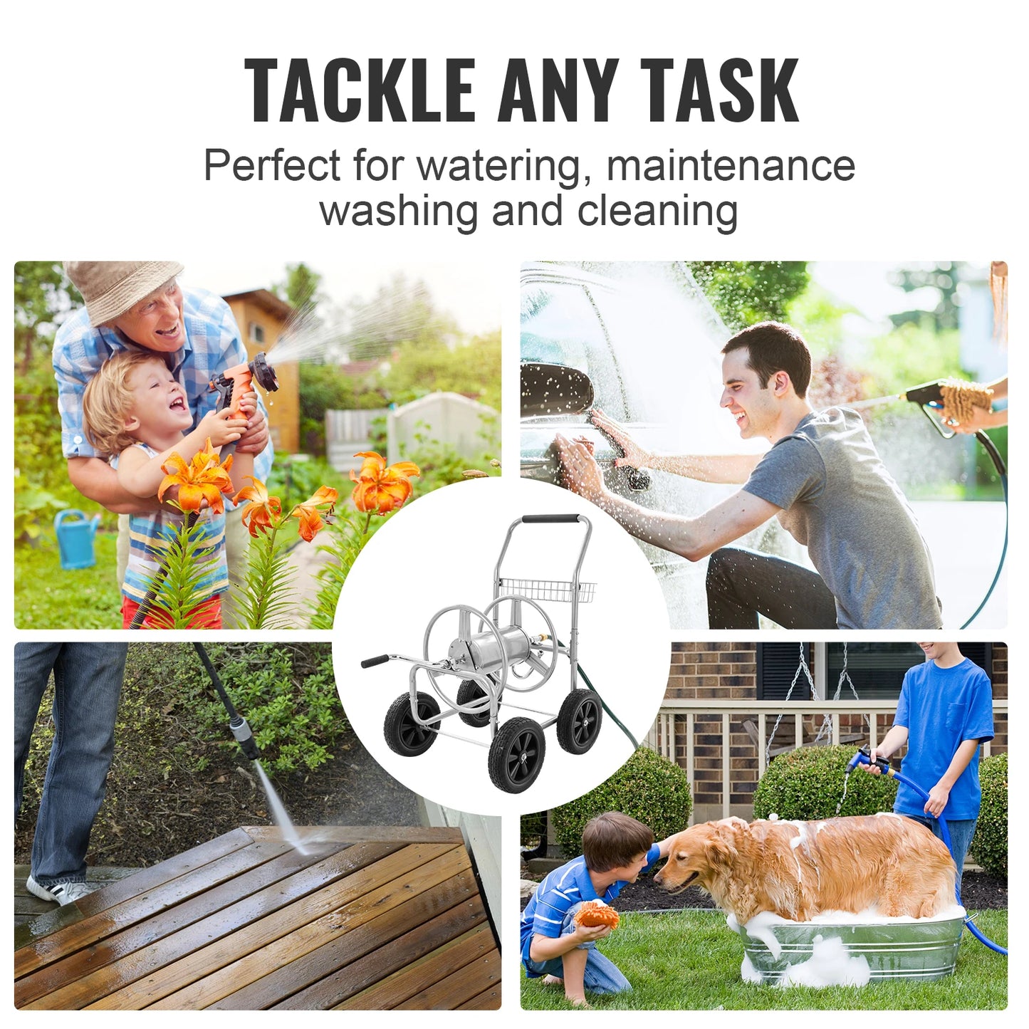 SucceBuy Heavy Duty Hose Reel Cart for Garden Watering System
