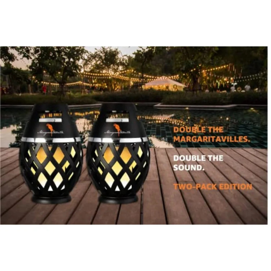 Margaritaville Tiki Torch - Waterproof Bluetooth Speaker Portable Party Speaker with Flickering LED Lights Perfect for Travel P