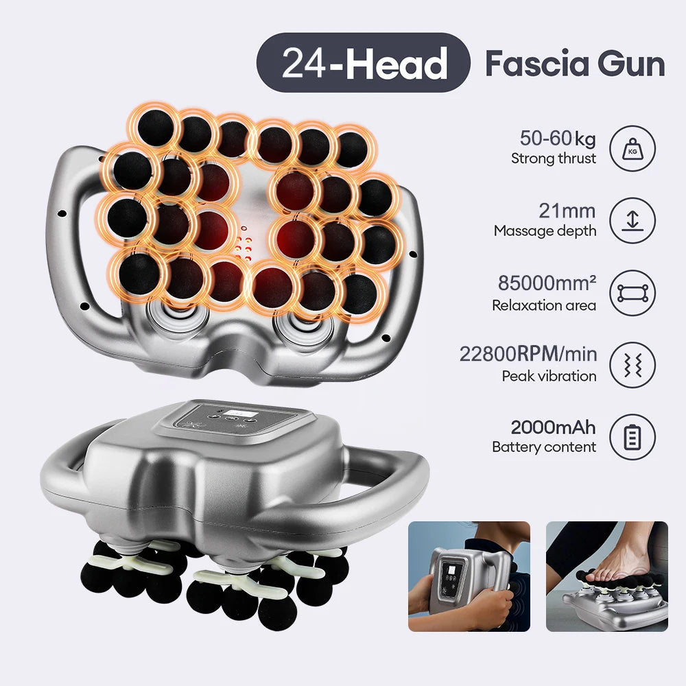 Foreverlily 24 Head Massage Gun 9 Modes High Frequency Vibration Back Shoulders