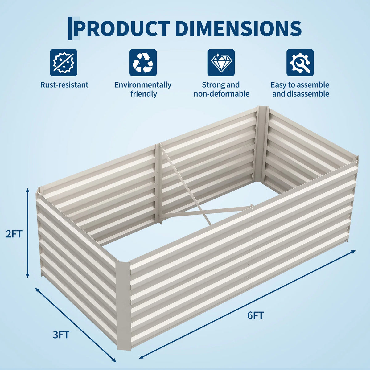 Galvanized Metal Raised Garden Bed - 24" Tall Rust-Resistant Planter Box, Open Bottom Planter with Drainage for Vegetables/Flowers/Herbs