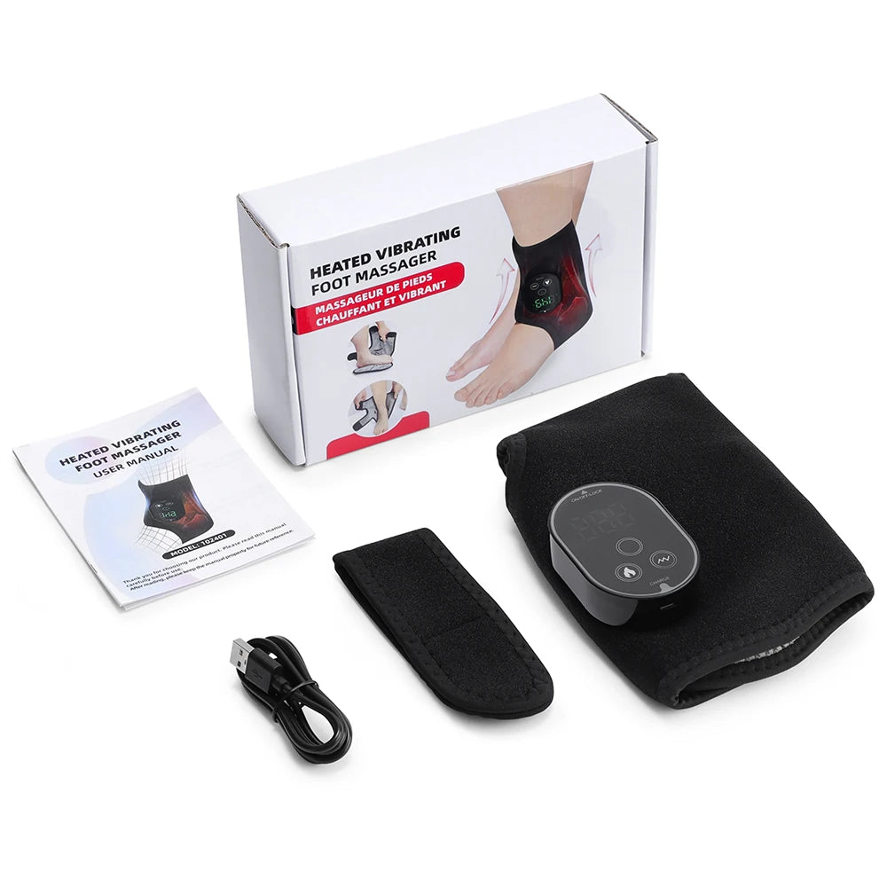 Electric Foot Ankle Massager 6 Levels Heating 3 Levels Vibration Massage Ankle Brace Rechargeable Feet Ankle Support Belt