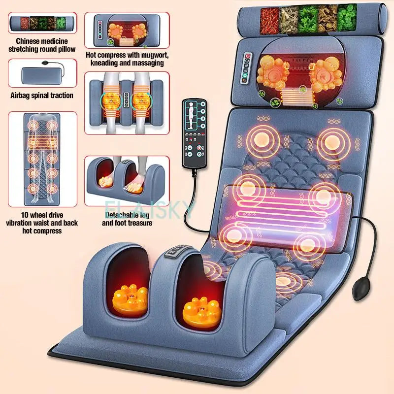 ELAISKY Electric Massage Mattress Cushion With Heat Vibration Infrared