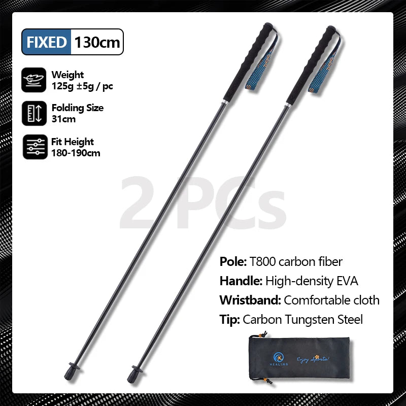 OKHEALING Carbon Fiber Trekking Poles Telescopic Hiking Sticks