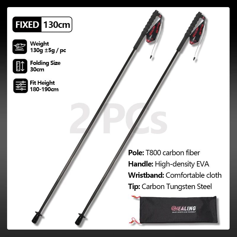 OKHEALING Ultralight Carbon Fiber Trekking Poles 2 Pack Foldable