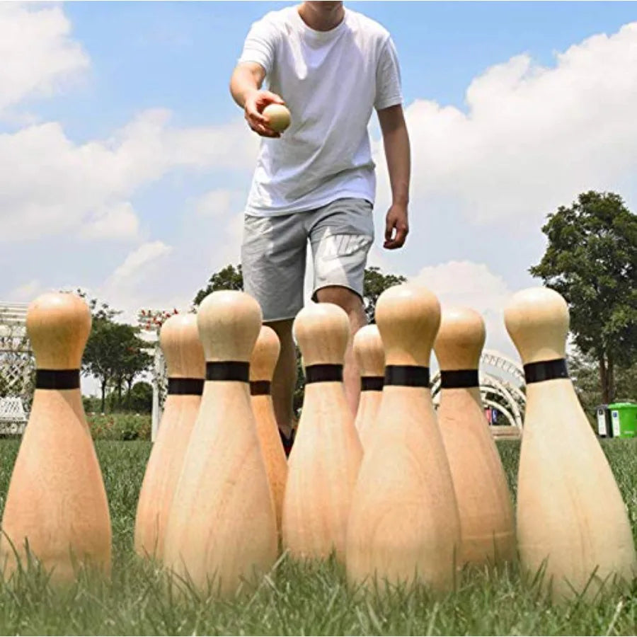 YAO HUI HUANG Outdoor Lawn Bowling Set Rubber Wood Composite