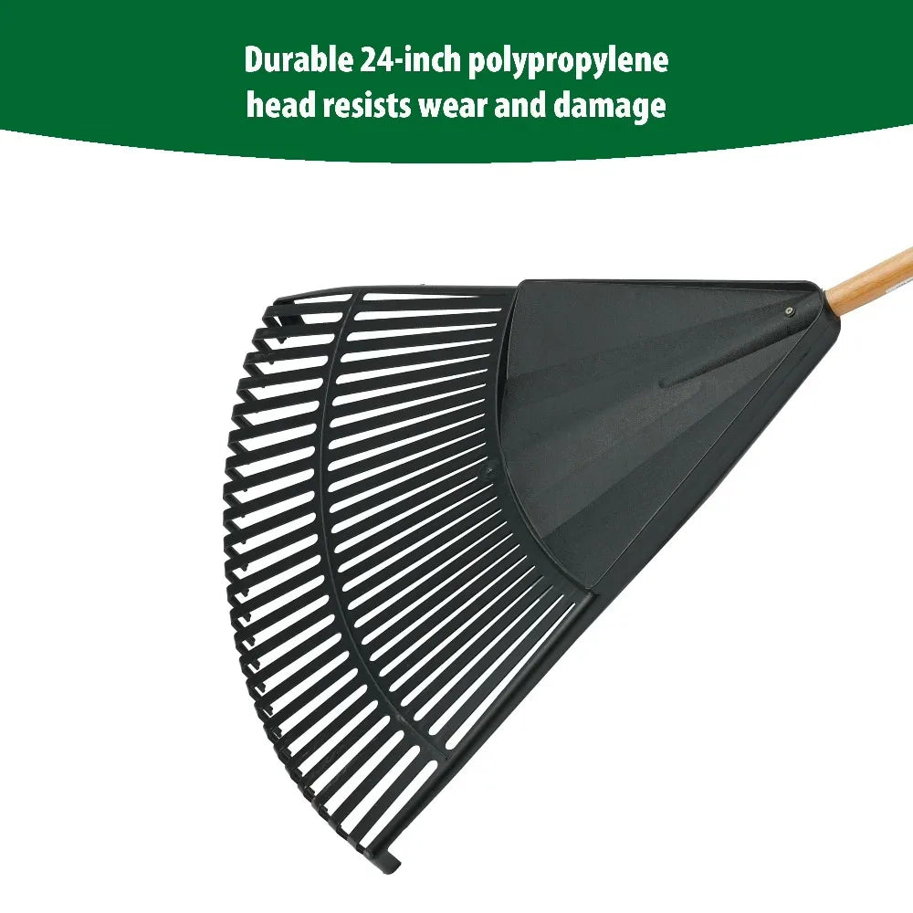 Wooden Handle Poly Leaf Rake for Garden Lawn Cleanup