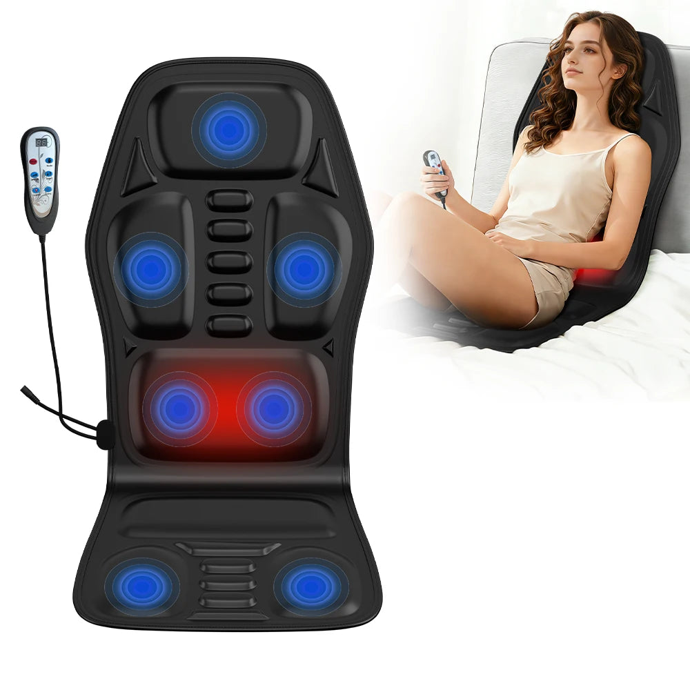 HIMOUTA Back And Shoulder Massager With Heat Deep Tissue Vibration Chair Pad