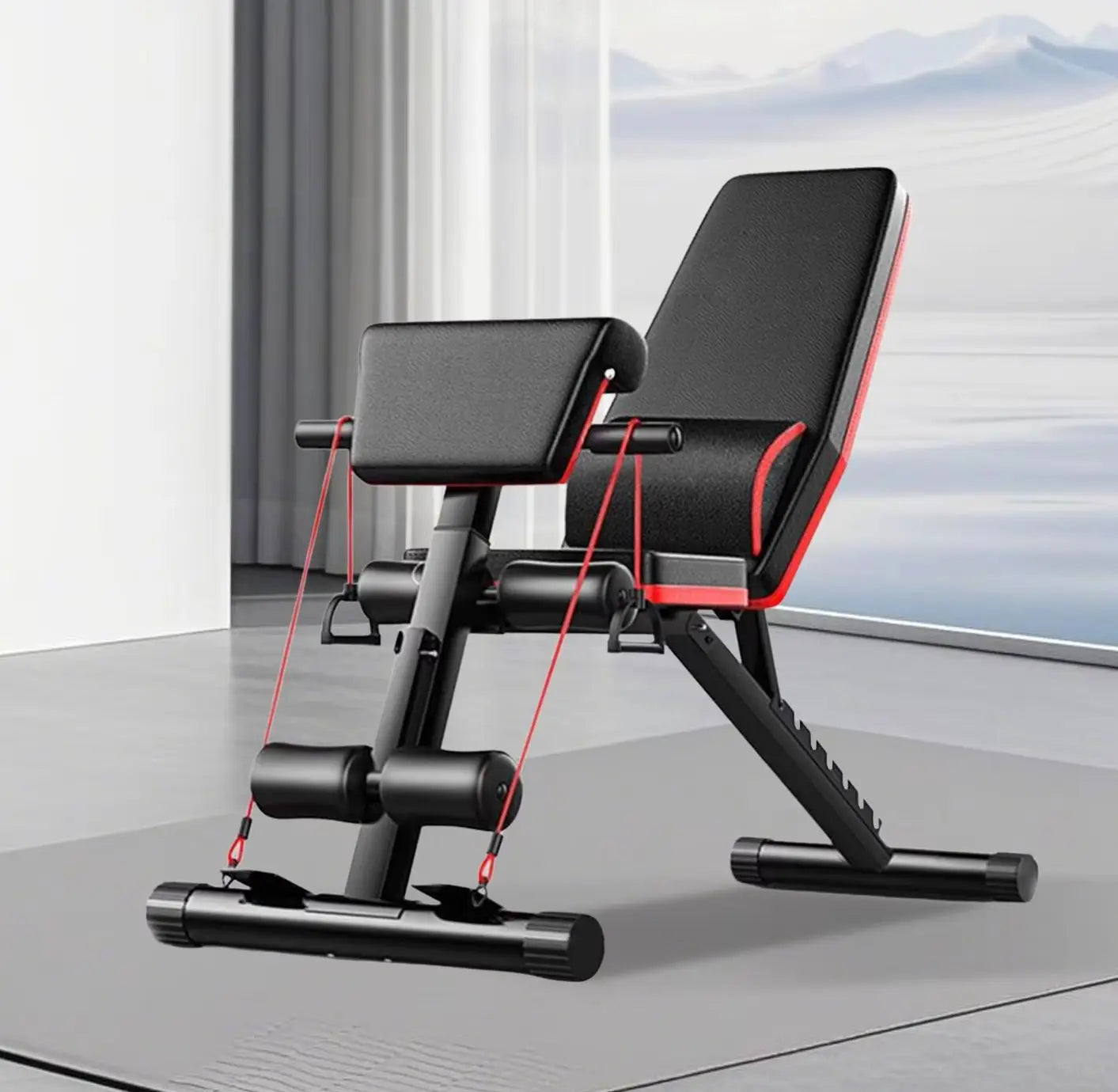 Foldable Weight Bench With Adjustable Height For Home Gym